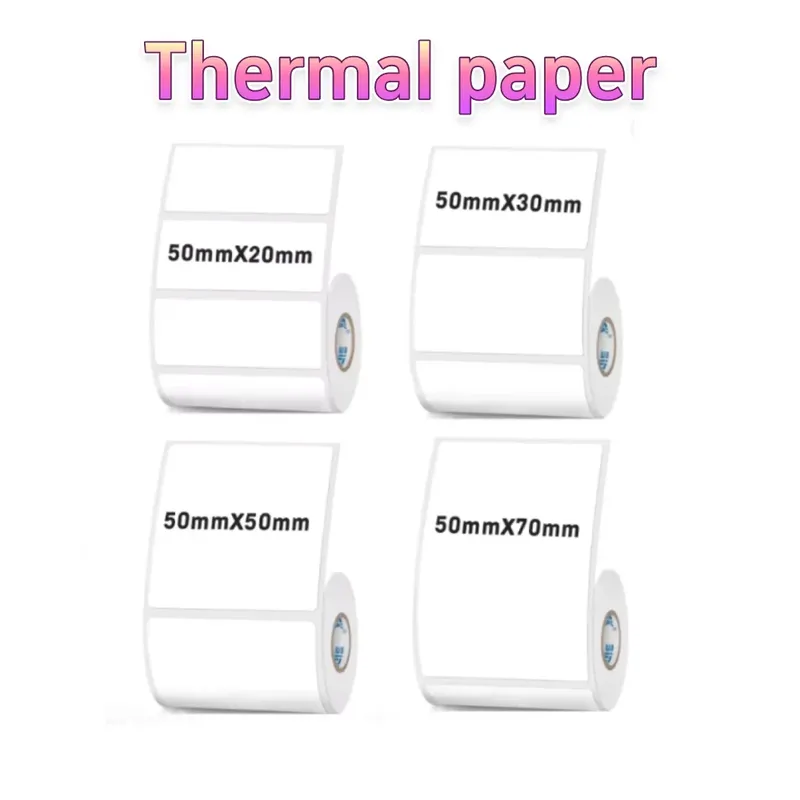 50 mm breiter Thermo-Etikettenaufkleber, weiß, wasserfest, selbstklebend, Etikettenpapier, Kleidung, Warenpreisschild, Box, Anzug für Drucker