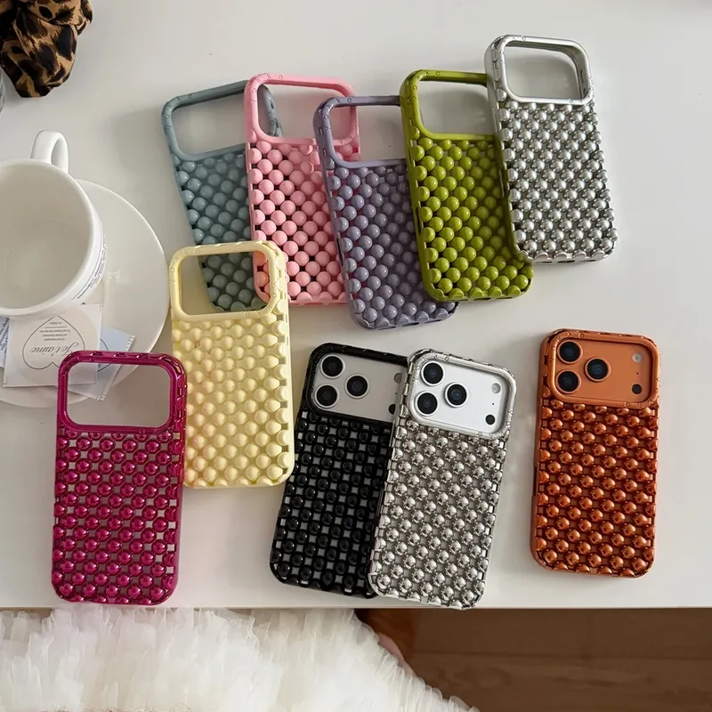Kreative, fortschrittliche, stereoskopische, ausgehöhlte, runde Perlen, stoßfeste Handyhülle für iPhone 17, 16, 15, 14, 13, Pro Max