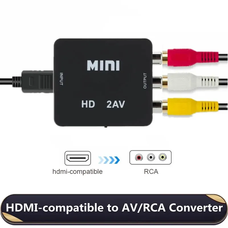 HDMI-kompatibel zu RCA Konverter AV/CVBS L/R Audio Video Set Top Box Up Scaler 1080P MINI Box HD2AV Für PC HDTV Projektor