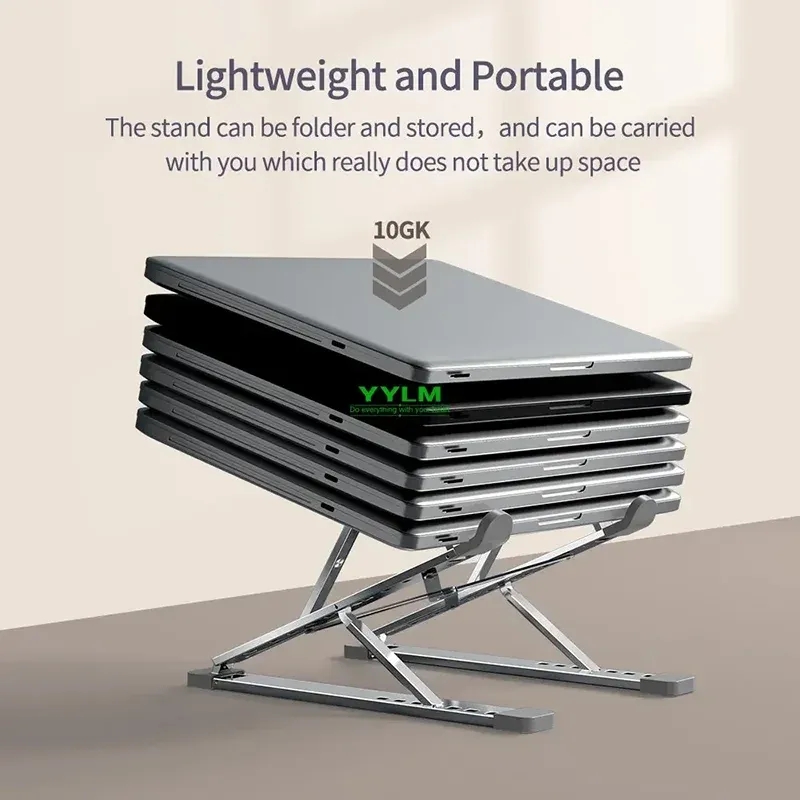 YYLM N8 Laptop-Ständer aus Aluminium für MacBook, verstellbar, tragbar, mehr Stufe, Laptop-Ständer, Kühlständer, faltbarer Notebook-Halter