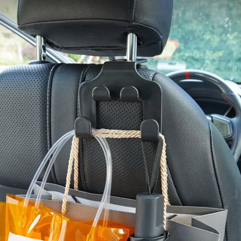 1/2 stücke Multifunktionale Auto Sitz Zurück Haken Doppel Kopf Telefon Aufhänger Kopfstütze Hängen Tasche Lagerung Aufhänger Auto Innen Zubehör