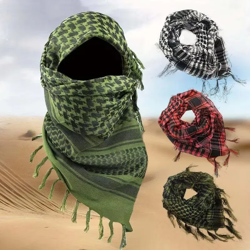 1/2/3 Stück Keffiyeh Taktischer Wüstenschal Wrap Shemagh Kopf Hals Arabischer Schal Keffiyeh Schal Wrap für Männer und Frauen