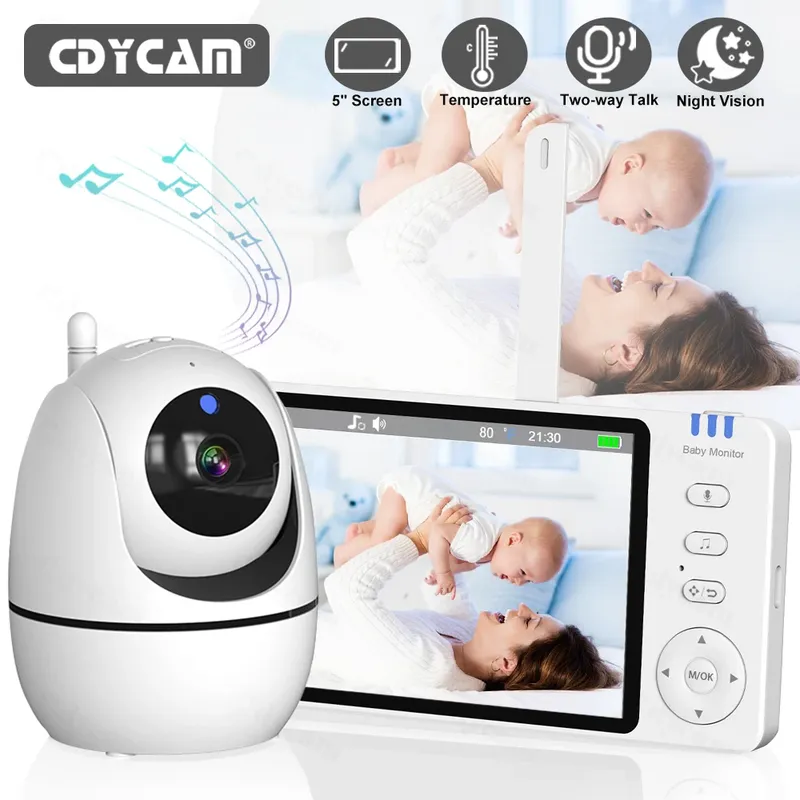 5'' Video Baby Monitor Nachtsicht Sicherheit PTZ Cam 3500mAh Batterie Nanny 2 Weg Audio Sprechen Überwachung Cam mit Temperatur
