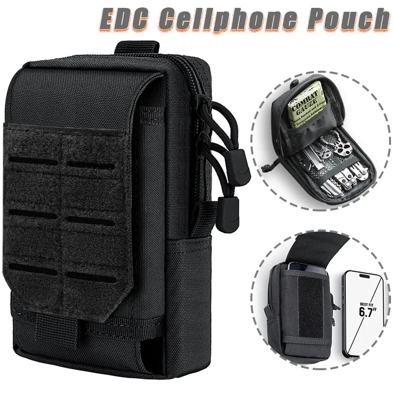 Taktische MOLLE EDC Utility-Hüfttasche und Handytasche, kompakter Gadget-Organizer, Weste, Geldbörse, Smartphone-Holster