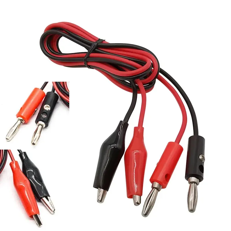 1 Meter langes Kabel, rote und schwarze Krokodilklemmen, ĂberbrĂŒckungsdraht, Messleitungen, Bananenstecker fĂŒr Multimetertests