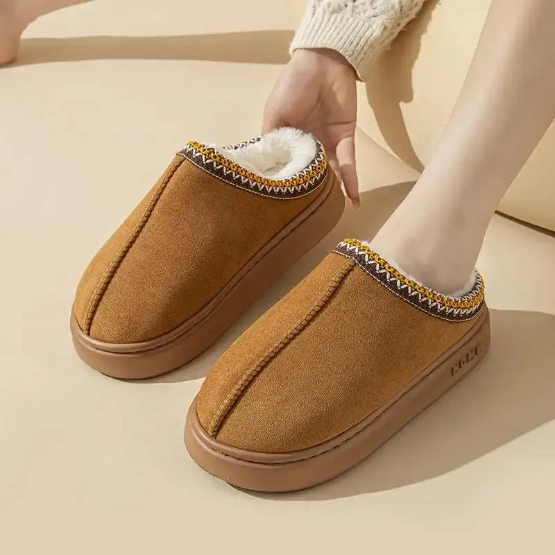 Plattform Damen Hausschuhe Hause Flache Mode Winter Luxus Designer Schuhe Damen Indoor Casual Elegante Flauschige Schuhe Große Größe