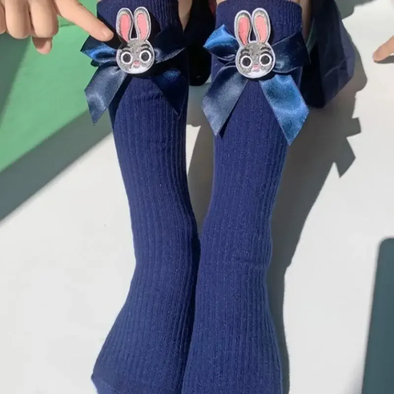 1 Paar Mädchensocken Judy Officer Socken Dünne College-Style Baby-Wadensocken Niedliche Cartoon-Hasen-Strümpfe