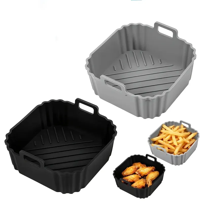 Für COSORI 2L Heißluftfritteusen-Zubehör, quadratisches Silikon-Backform-Tablett – auch für CHEFMAN 2L und Midea 2L, antihaftbeschichtet, leicht zu reinigen
