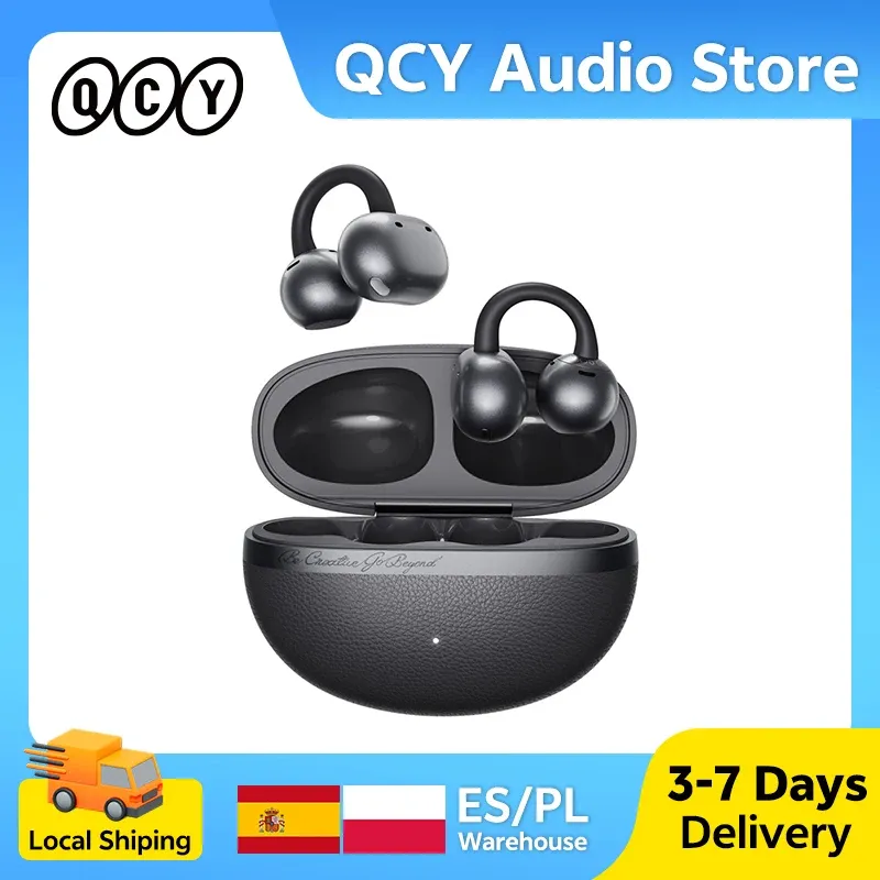 QCY Crossky C50 Clip-On-Ohrhörer, offene, kabellose Bluetooth 6.0-Kopfhörer mit 4 Mikrofonen, 35 Stunden Akkulaufzeit, hoher Tragekomfort für Fitness, IPX5-zertifiziert, ultraleicht
