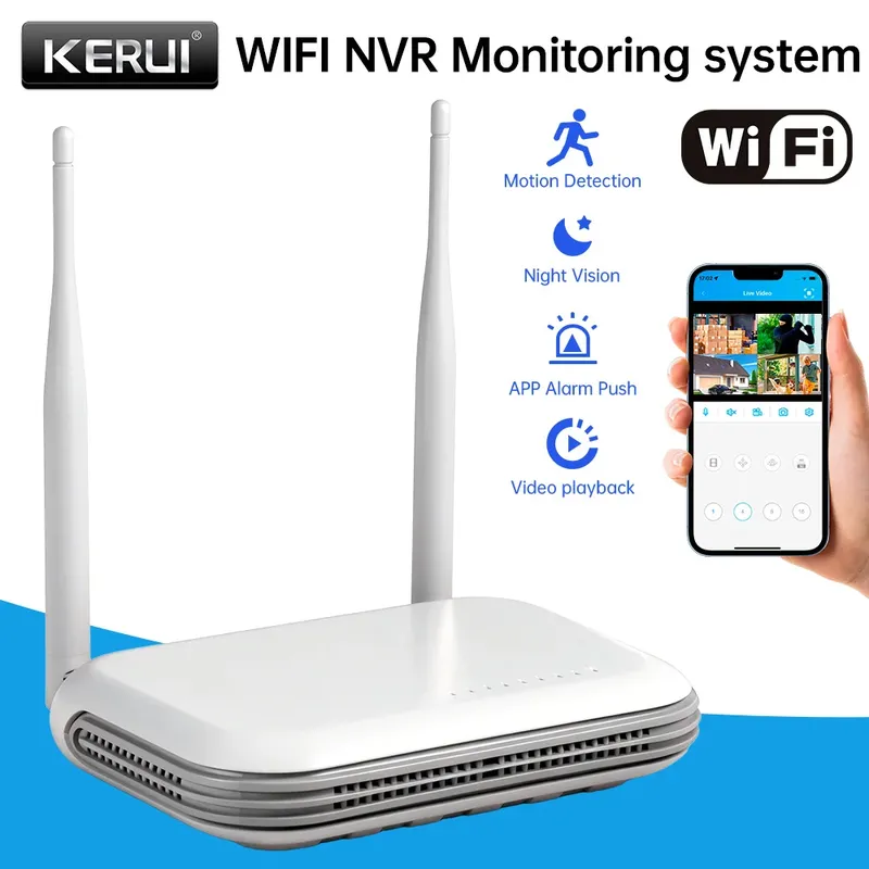 KERUI Mini Netzwerk WIFI 8-Kanal NVR Rekorder Überwachungsvideo für 6MP Dual-Objektiv Heimsicherheitskamerasystem XMEYE iCSee Onvif