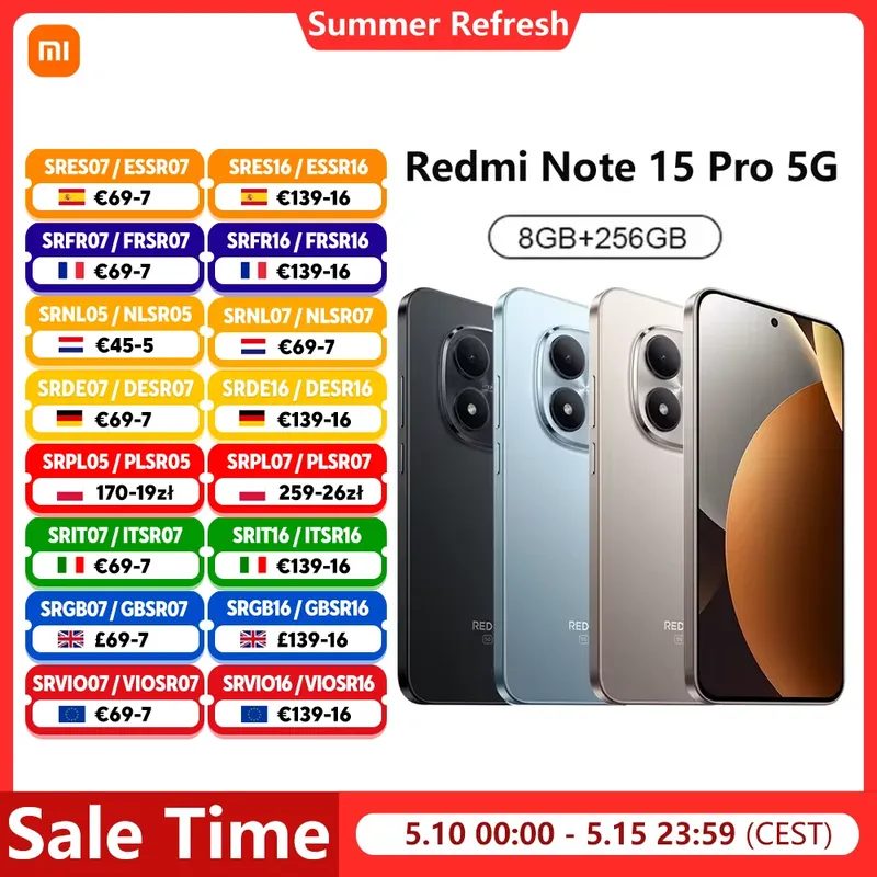 Xiaomi Redmi Note 15 Pro 5G Smartphone, NFC MTK Dimensity 7400-Ultra 6,83 Zoll 120Hz Display 200MP Kamera 45W Ladefunktion Akku 6580mAh