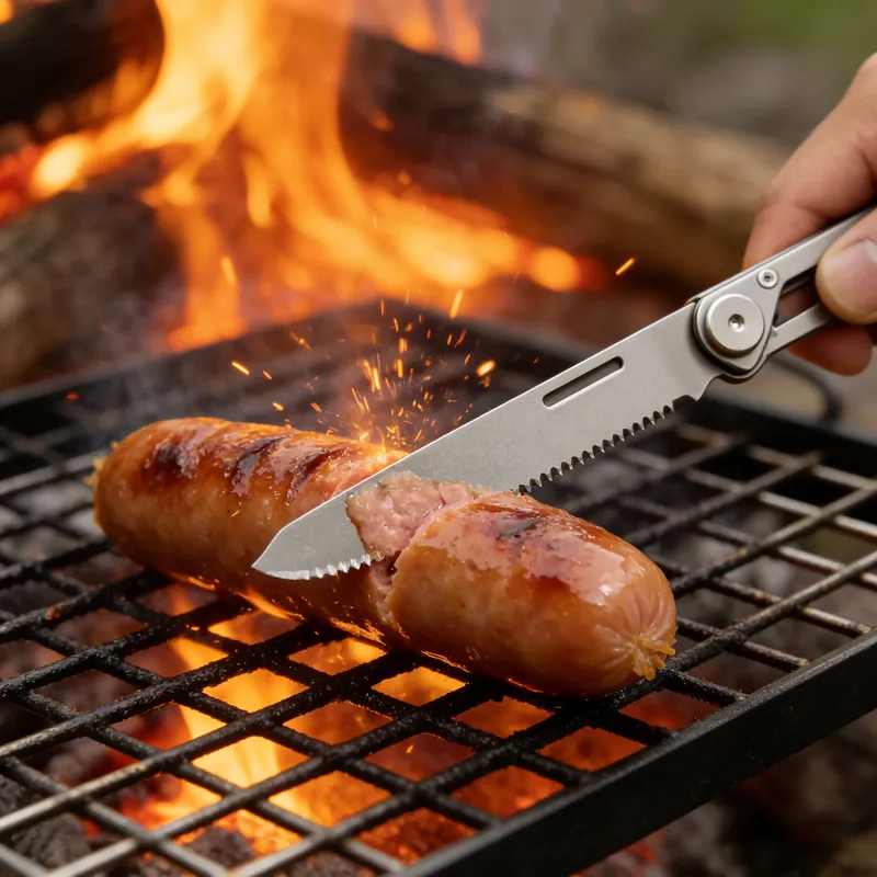 Titan-Klapplöffel und -gabel für Camping, multifunktionales Kombi-Besteck – leichtes, langlebiges Reisebesteck – EDC