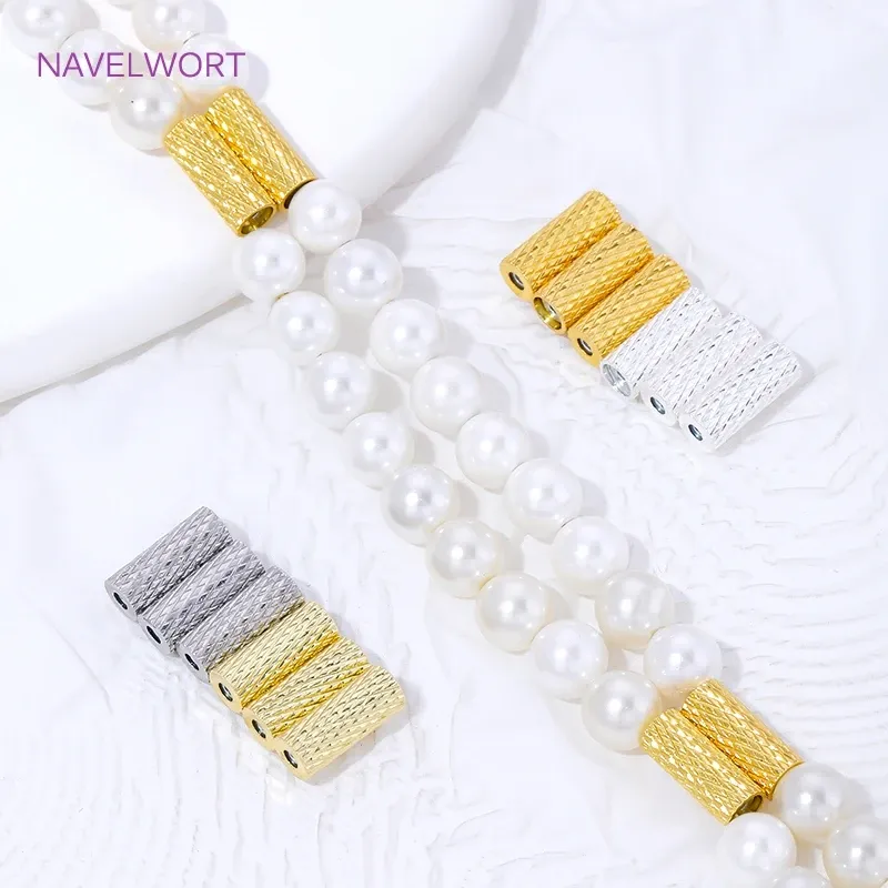 18K vergoldete magnetische Saugrohrperlen, Abstandsperlen für Schmuck, DIY Halskette Armband Zubehör, Materialien für Schmuck