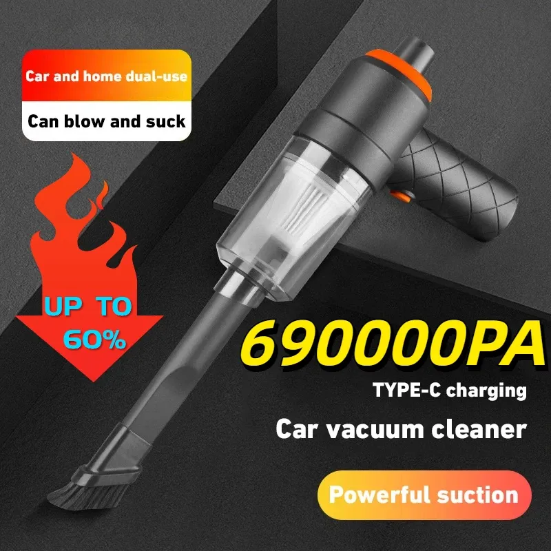 Neuer Stil 690000Pa Kabelloser Auto-Staubsauger 120W 1200mAh Hochleistungs-Staubsauger Schnurloser Handstaubsauger Tragbarer Auto-Staubsauger