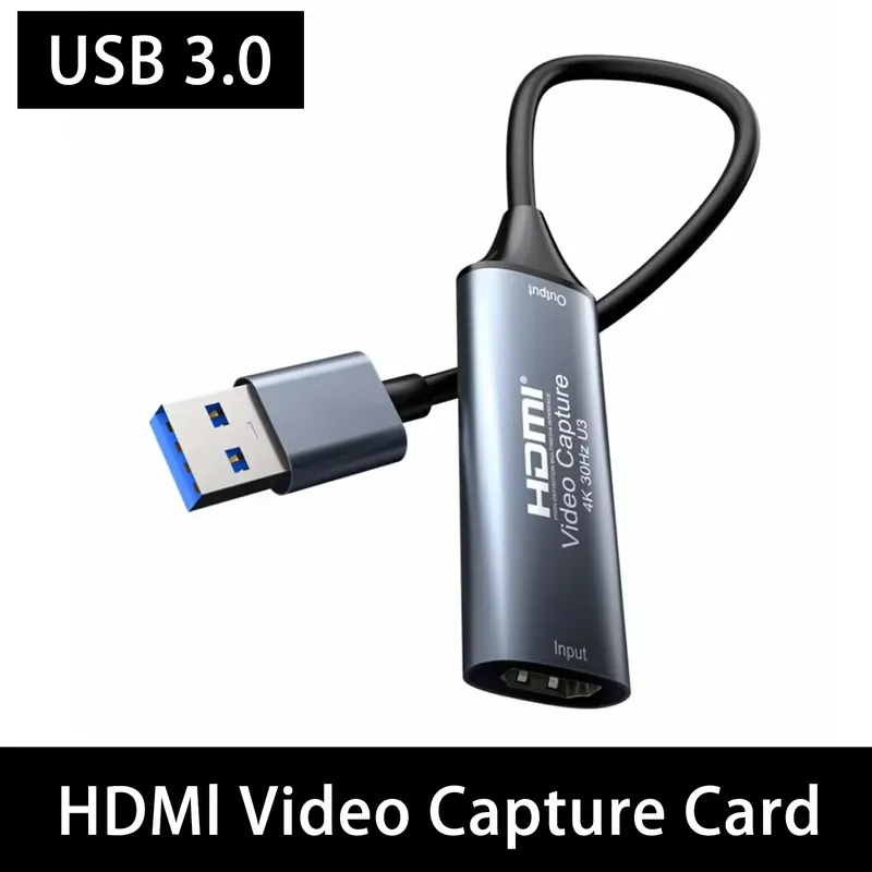 USB-A 3.0 Videoaufnahmekarte 4K HDMI-kompatibel zu USB-C 2.0 Typ-C Game Grabber Aufnahme für Switch Xbox DVD PS5/4 Live-Übertragung