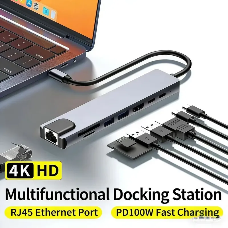 USB-C-Hub Typ-C-Splitter Thunderbolt 3 Dockingstation Laptop-Adapter mit RJ45 und HDMI für MacBook Air M1 und iPad Pro