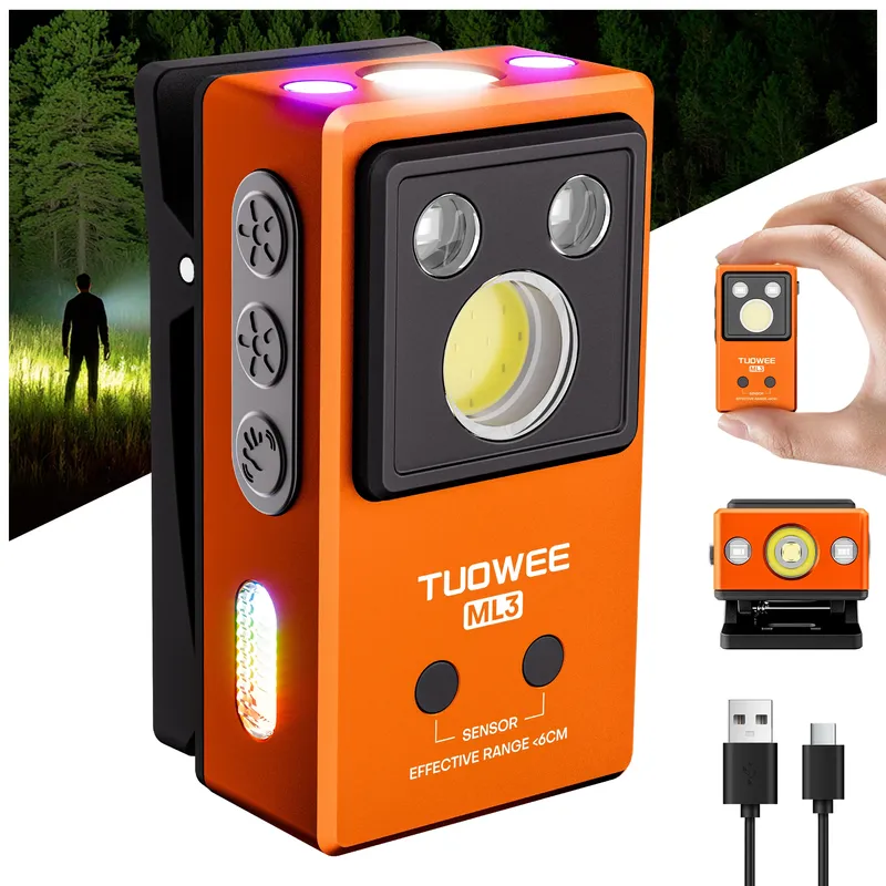 Clip-Licht 270LM USB-C Wiederaufladbare Taschenlampe Mini-Spotlight/Flutlicht Tragbare EDC RGB-Taschenlampe mit Magnet