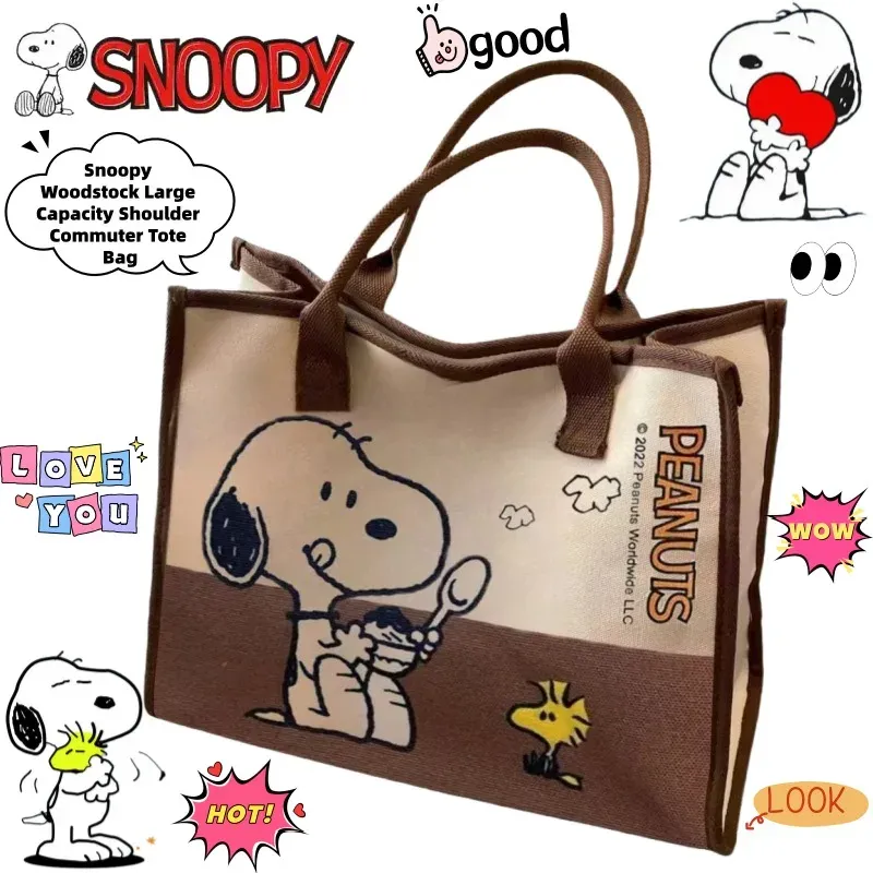 Snoopy Woodstock Cartoon Schultertasche mit großem Fassungsvermögen, kreative Animation, tragbare Canvas-Tasche für Studenten