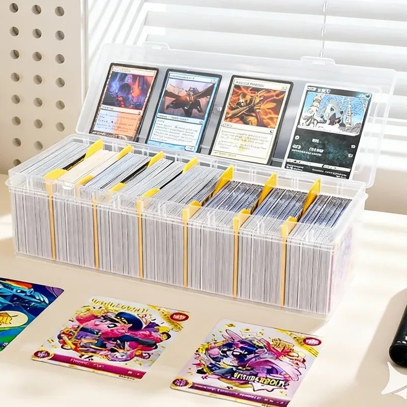 Hält 800+ Sammelkarten-Aufbewahrungsbox für MTG-PKM-Karten, großes, durchsichtiges, unterteilte Organizer-Kartenetui aus Kunststoff für Sport-PTCG