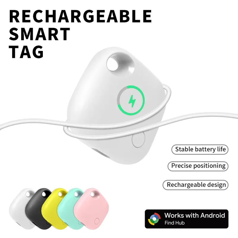 Wiederaufladbarer GPS-Tag für Android-Geräte funktionieren mit Google's Find Hub Key Finder Smart Tag für Pixel Xiaomi Samsung Moto Locator