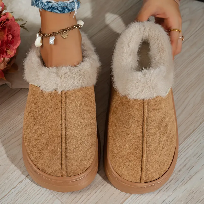 Outdoor Casual Mode Einfache Winter Hause frauen Slipper Stiefel Fuzzy Weiche Warme Indoor Anti-rutsch Bequeme Schlafzimmer Paare schuhe