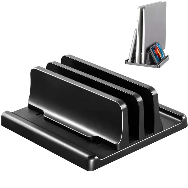4-in-1-Büro-Laptop-Ständer, vertikal, platzsparend für den Schreibtisch, einfach zu platzieren, Computerzubehör, skalierbare Breite, Büro-Schreibtisch-Aufbewahrung