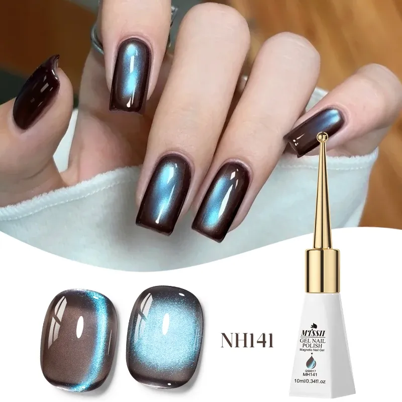 10 ml Bräunlich Blau Katze Magnetische Gel Nagellack Glas Perle Wirkung Semi Permanent Soak Off UV Gel Maniküre DIY Nail art Lack