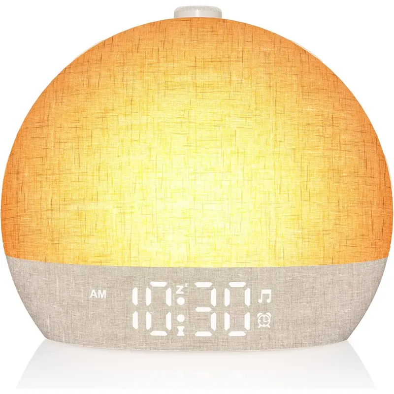 Wake Up Light Sunrise Wecker Timer 30, weißes Rauschen, Tonmaschine, dimmbar, RGB-Nachtlichter, Schlafhilfe, Schlummerfunktion, ideal als Geschenk