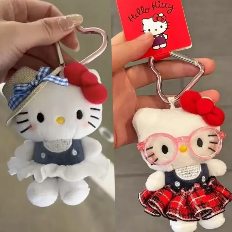Sanrio Hello Kitty Peripheriepuppe Schlüsselanhänger Niedliche Mode Sonnenbrille Kt Katze Schlüsselanhänger Rucksack Plüschtier Schlüsselanhänger Geburtstagsgeschenke
