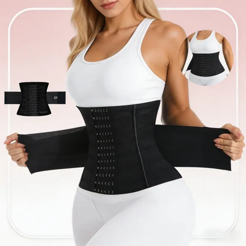 Shapewear Damen Korsett Taillentrainer Bodyshaper Doppelte Bauchkontrolle Schlankheitsgürtel Flacher Bauch Reduktionsgürtel Sport-Korsett