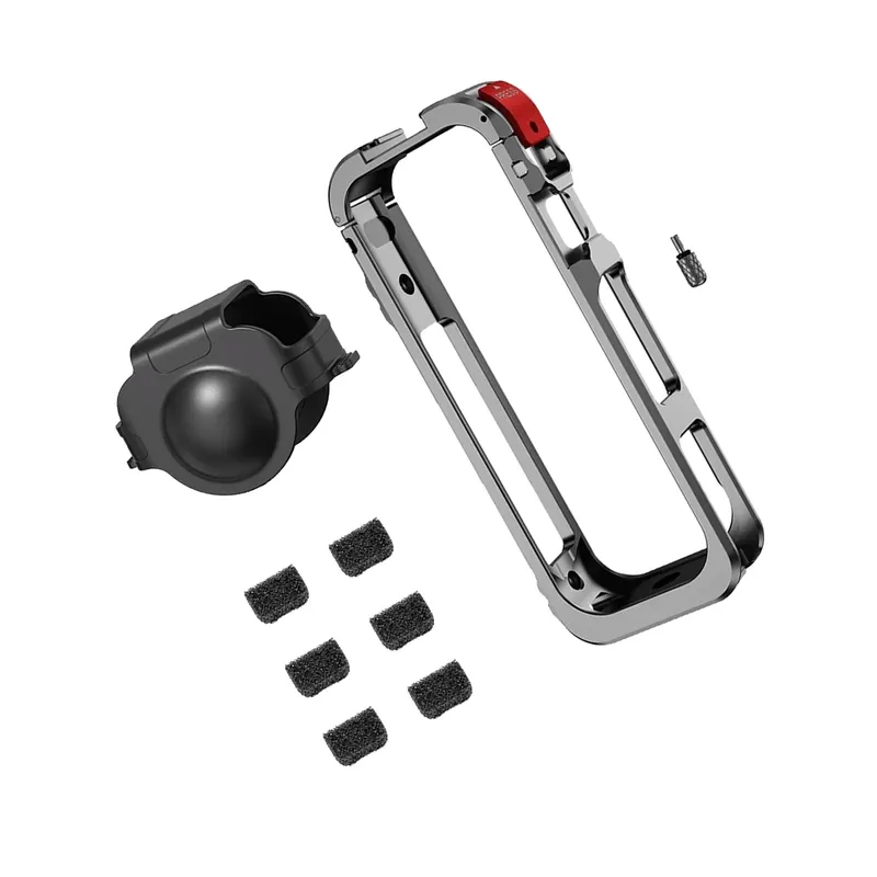 Kamerakäfig für Insta360 X5 |   Leichtes Aluminium mit Silikonhülle |   Robuste Schutzhalterung für Action-Cam-Zubehör