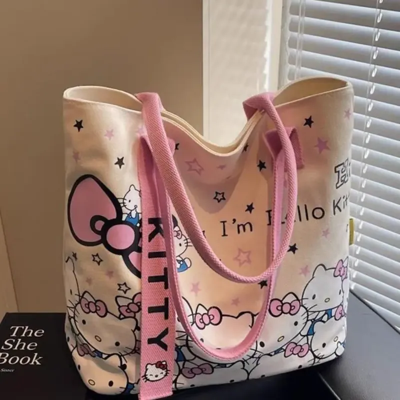 Sanrio Hello Kitty Umhängetasche mit großem Fassungsvermögen, Cartoon-Kt-Katzen-Handtasche, Y2K-Rucksack, Schultasche, Urlaub, Geburtstag, Halloween, Geschenke