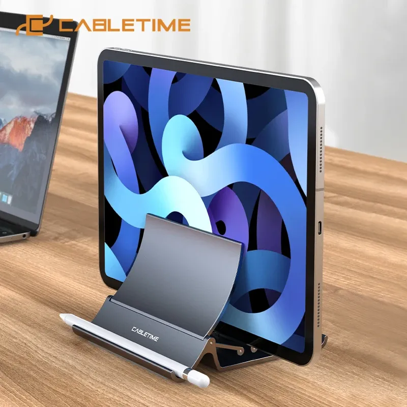 CABLETIME Vertikaler Laptop-Ständer, schrumpft automatisch, platzsparend, multifunktionaler Tablet-Ständer für MacBook Surface iPad Phone