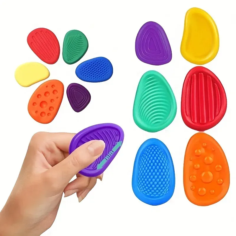 6er-Set sensorische Textur-Stresssteine – weiche, lustige Fidget-Spielzeuge für Kinder und Erwachsene, Autismus, ruhige Stress- und Angstlinderung, tragbares Handspielzeug, Geschenk