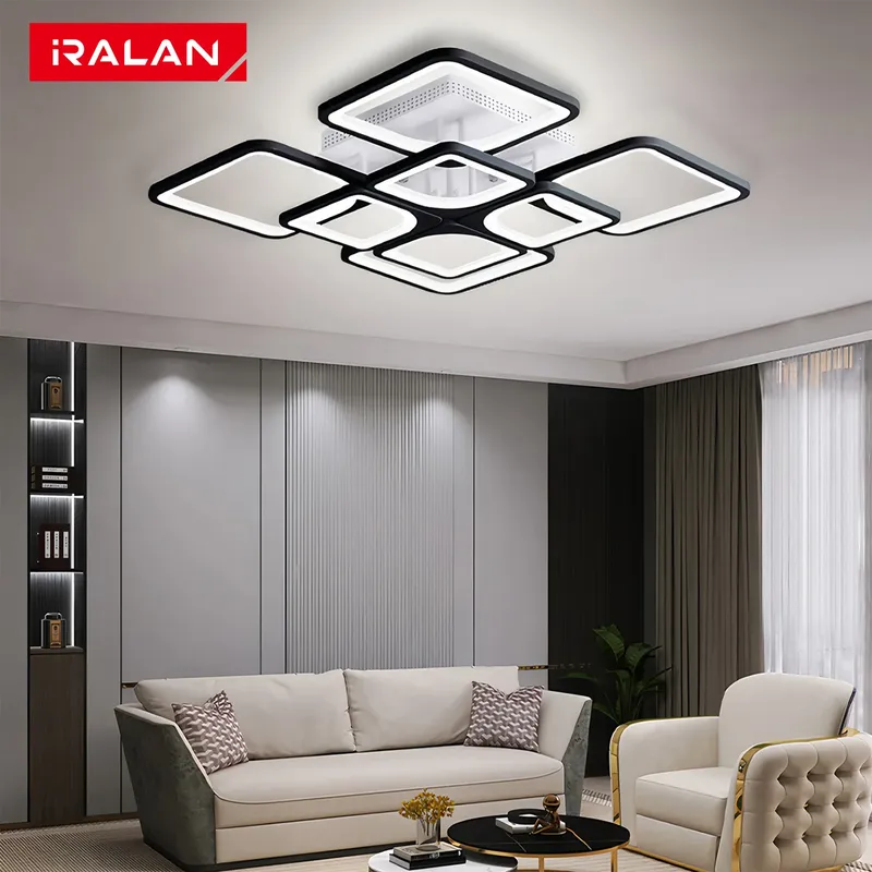 LED-Deckenleuchter, moderne quadratische Acryl-Smart-Deckenleuchten für Wohnzimmer, Schlafzimmer, Küche, Fernbedienung, dimmbares Licht