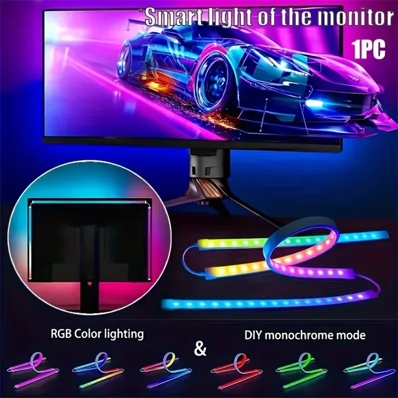 RGB-Gaming-Lichtleiste Monitor-Hintergrundbeleuchtung LED-Display-Synchronisation PC-Bildschirm Ambiente-Beleuchtung APP-Synchronisation Deko Spielzimmer Party