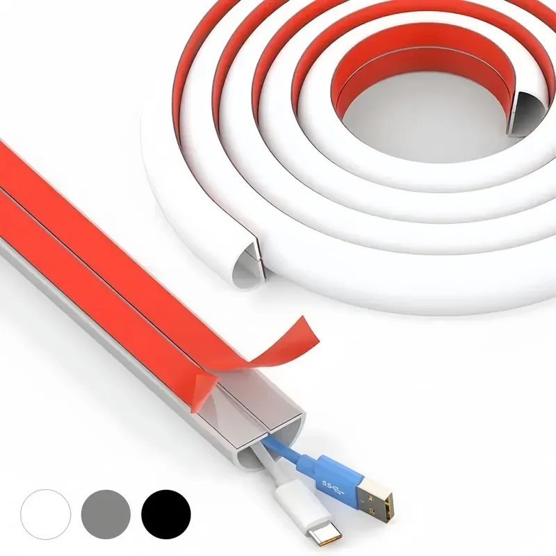 1 Stück 1m x 1,5cm Selbstklebende Kabelabdeckung, Wandmontage TV-Kabelkanal, Flexibler PVC-Kabelverkleider für Zuhause