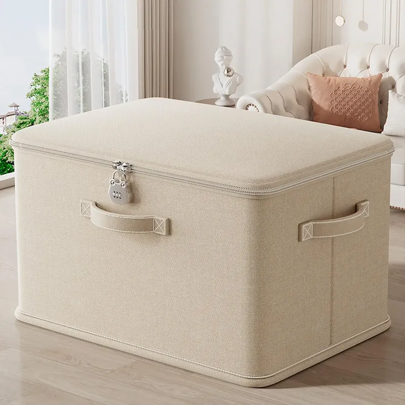 Aufbewahrungsbox mit Schloss, stapelbar, sicher, geruchsdicht, verschließbarer Organizer, waschbare Regalkörbe für Decken