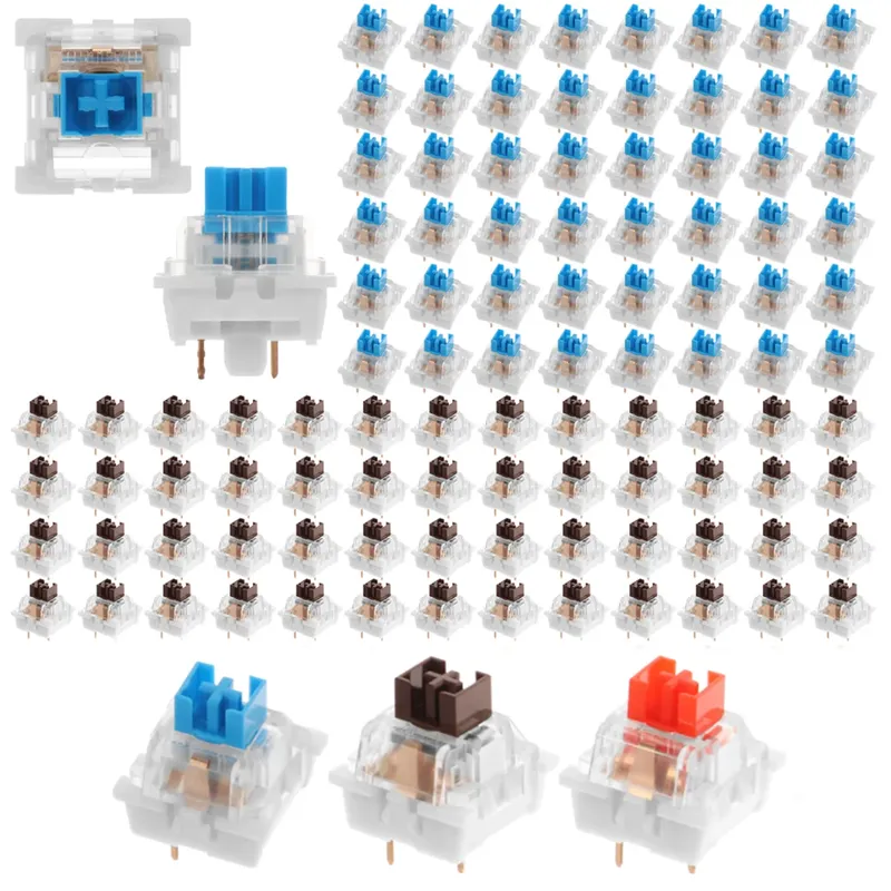 150 Stück Schalter für Tastatur, 3-polig, staubdicht, linear, taktil, klickend, leise, für mechanische MX-Tastaturen, Gaming-Schalter, DIY