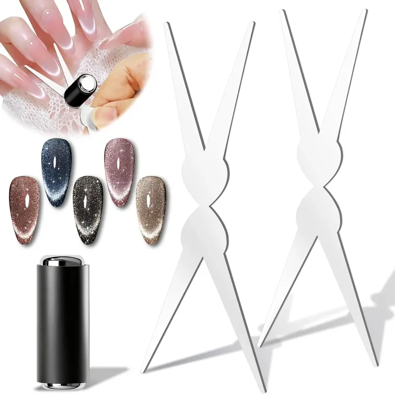 3D Doppelköpfiger Nagel-French-Stil Starker Katzenaugen-Magnet Nagelkunst Gel-Lack Magnetischer Effekt Maniküre-Zubehör Werkzeugset