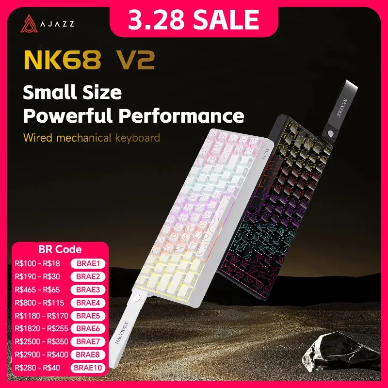 AJAZZ NK68V2 Single-Mode Kabelgebundene Mechanische Tastatur Tragbare Gaming-Tastatur RGB Hot-Swappable PC Leichte Mechanische Tastatur