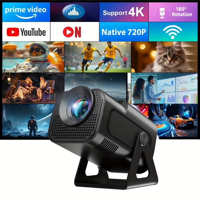 XGODY HY320 Mini Native 720P Android 14 4K Projektor 290ANSI H726 Wifi6 BT5.0 Cinema Outdoor Portable 180 ° Drehbarer Projektor