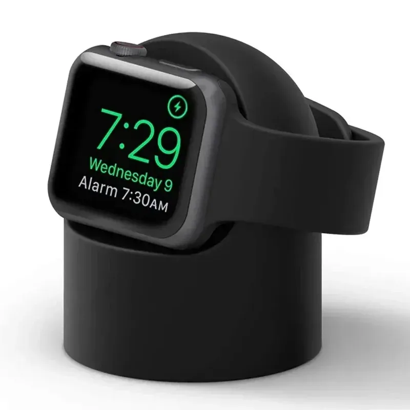 Ladestation für Apple Watch Series 9 8 Ultra 7 6 5 SE 4 3 2 Ladegerät Dockingstation Silikon-Halterung iWatch Ladekabel-Halter