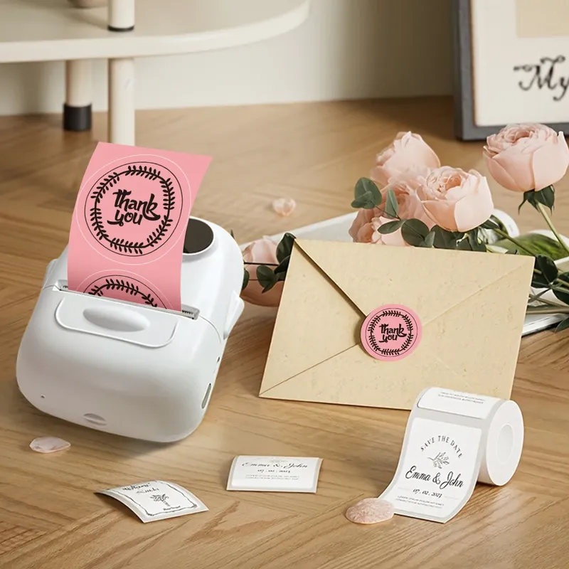 Marklife Thermo-Etikettendrucker P50, weiße transparente Aufkleber, Bluetooth, selbstklebender Drucker für Geschenke/DIY, kreativ, Markierung