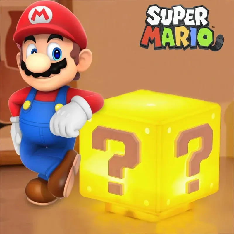 Super Mario Nachtlicht mit Musik, Anime-Peripheriegeräte, LED-Fragezeichen, Kröte, USB-Aufladung, Schlafzimmer, Nachttischlampe, Geburtstagsgeschenke