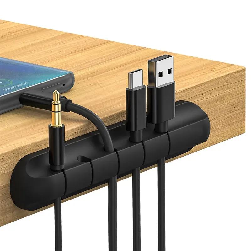 Silikon USB-Ladekabel-Organizer Kabelaufwickler Desktop-Ordnungsclips Kabelhalter für Maus- und Kopfhörerkabel