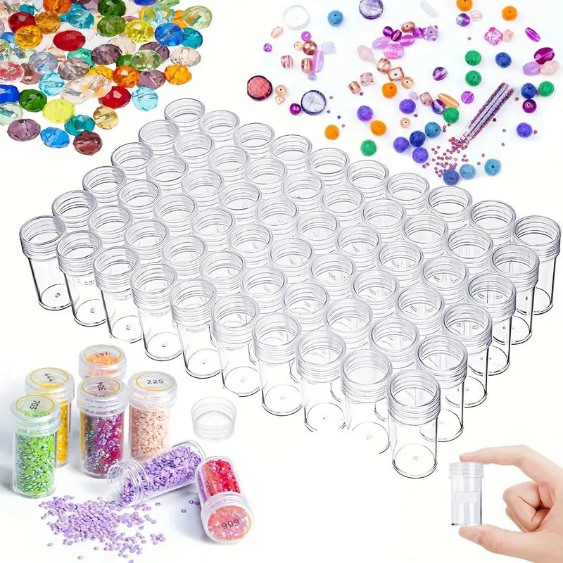 30 Stück klare runde Flasche Veranstalter, Strass Mosaik Kunst, DIY Perlen Schmuck Nail Art Diamant Malerei Handwerk