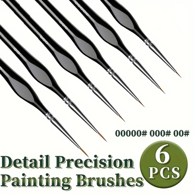 6/9-teiliges Pinselset mit feiner Spitze und dreieckigem Griff, professionelles Künstlerbedarf, geeignet für Aquarellmalerei und Modellierung
