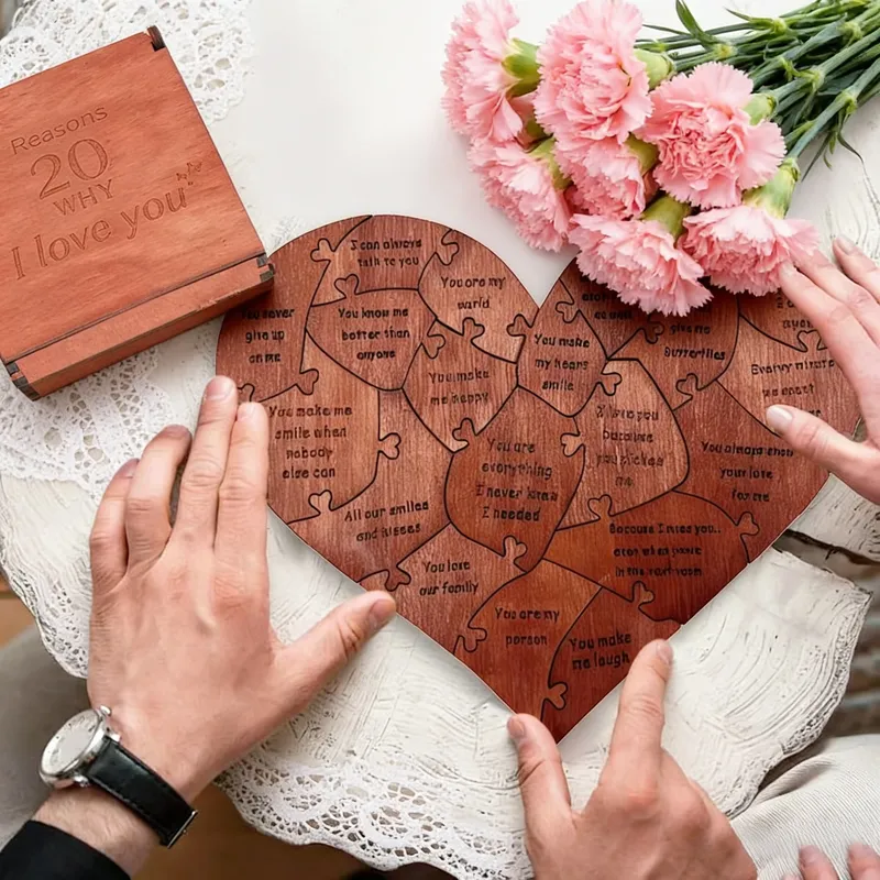 20 Gründe, Warum Ich Dich Liebe - Graviertes Liebesgeschenk, Wohndekor, Sentimentale Geschenke, Personalisiertes Muttertags- und Valentinstagsgeschenk
