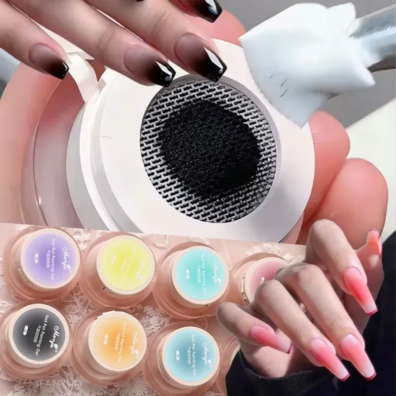 5 ml Nail art Kissen Gradienten Malerei Gel Schwarz Ombre Klopfen Gel Polnisch UV/LED Erröten Blühende Aura maniküre Nagellack Werkzeuge